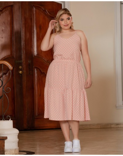 VESTIDO TIRAS AJUSTABLES CINTURA ENCAUCHADA