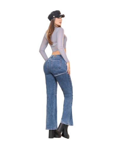 JEAN WIDE LEG PEDRERIA CON ABERTURA