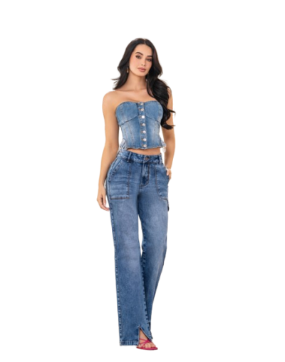 JEAN WIDE LEG PUSH UP