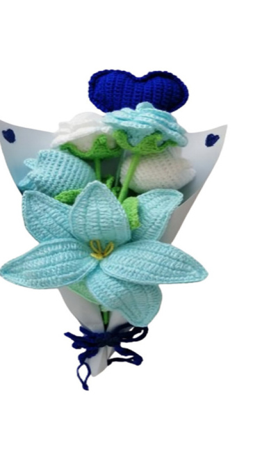 Ramo de flores azules tejido en crochet