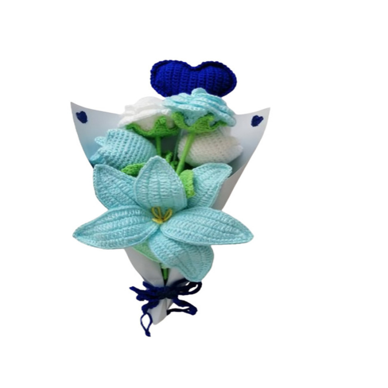Ramo de flores azules tejido en crochet