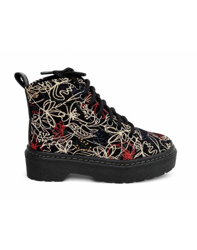 Botin en lona estilo wayuu nacional cocida estilo negro
