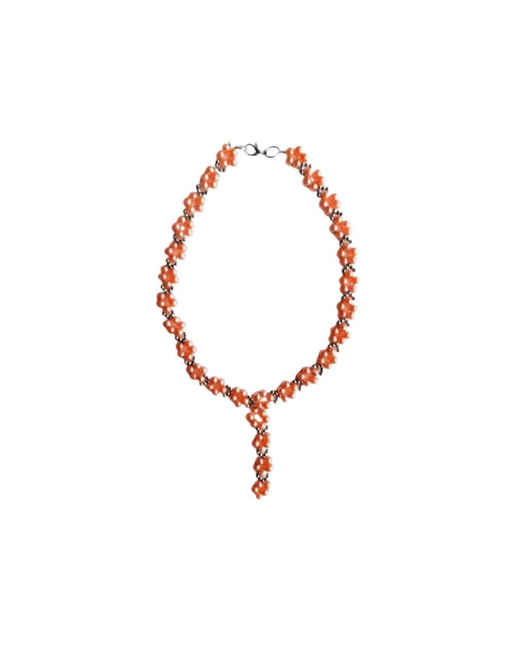 Collar de Perlas Sintéticas Salmón 