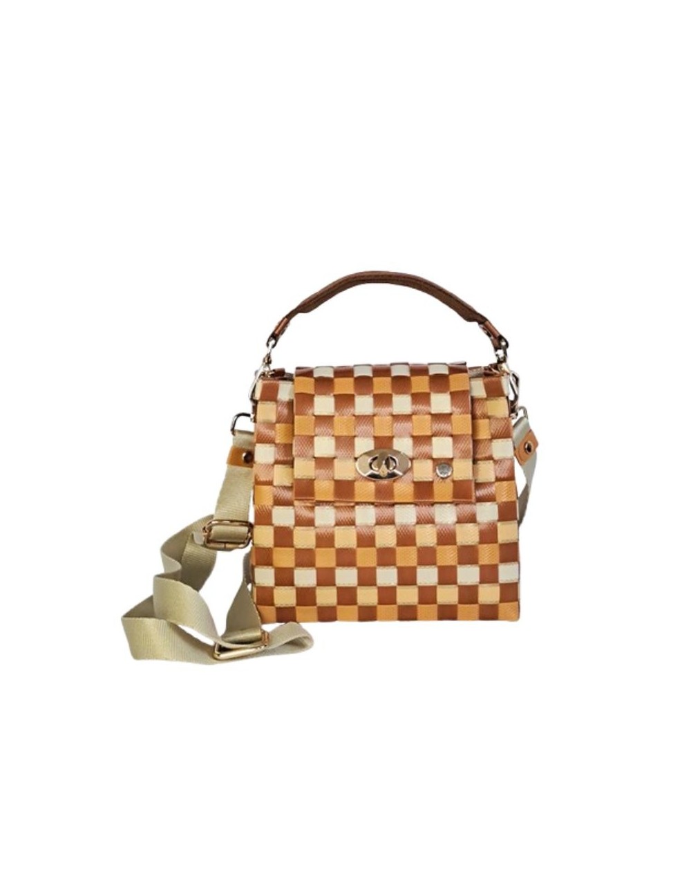Bolso Monserrate Damero Dulce de Leche (Pieza Única)