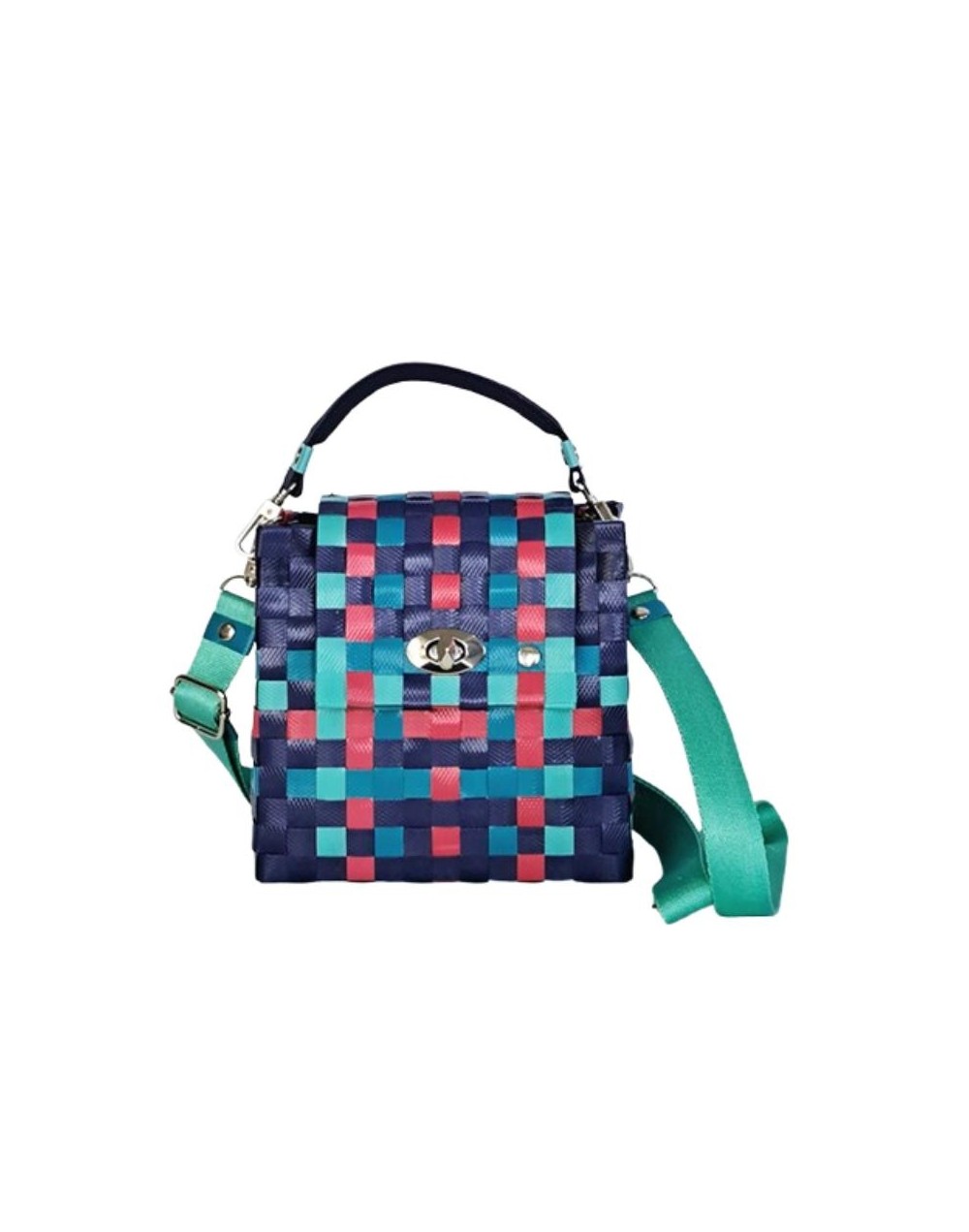 Bolso Monserrate Azul, Menta y Fucsia (Pieza Única)