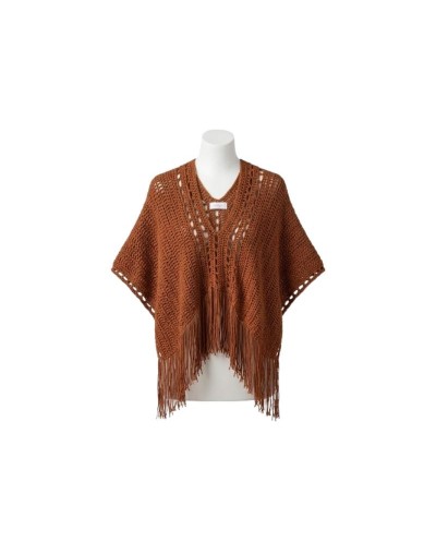 PONCHO TEJIDO BOHO TERRACOTA