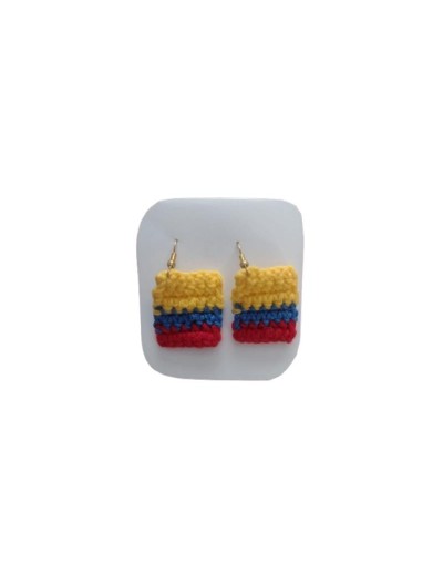 ARETES TEJIDOS BANDERA COLOMBIA