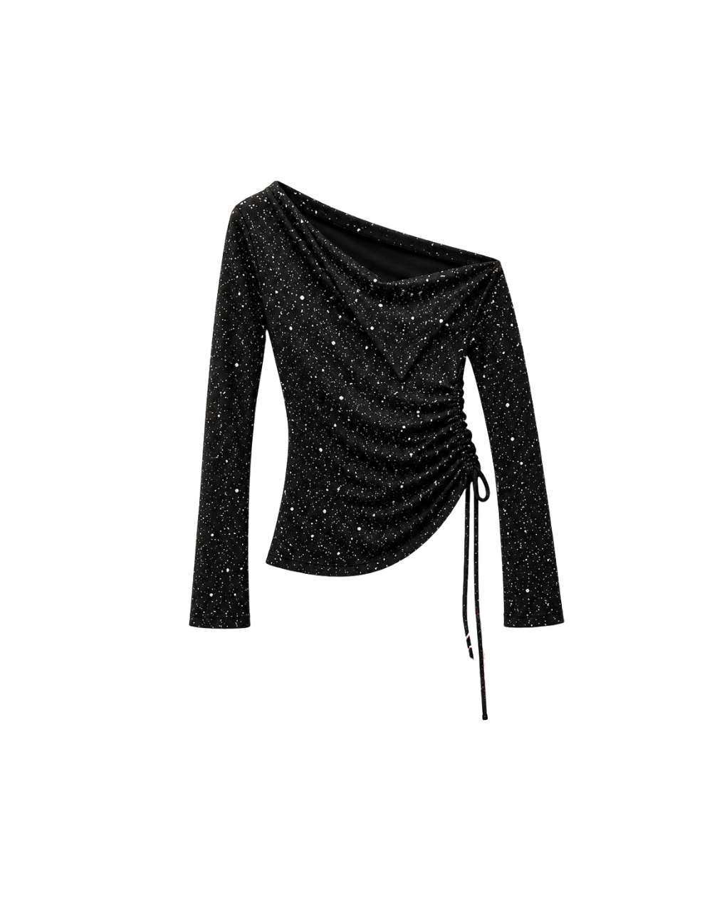 Blusa Cuello asimetrico negro manchas grises