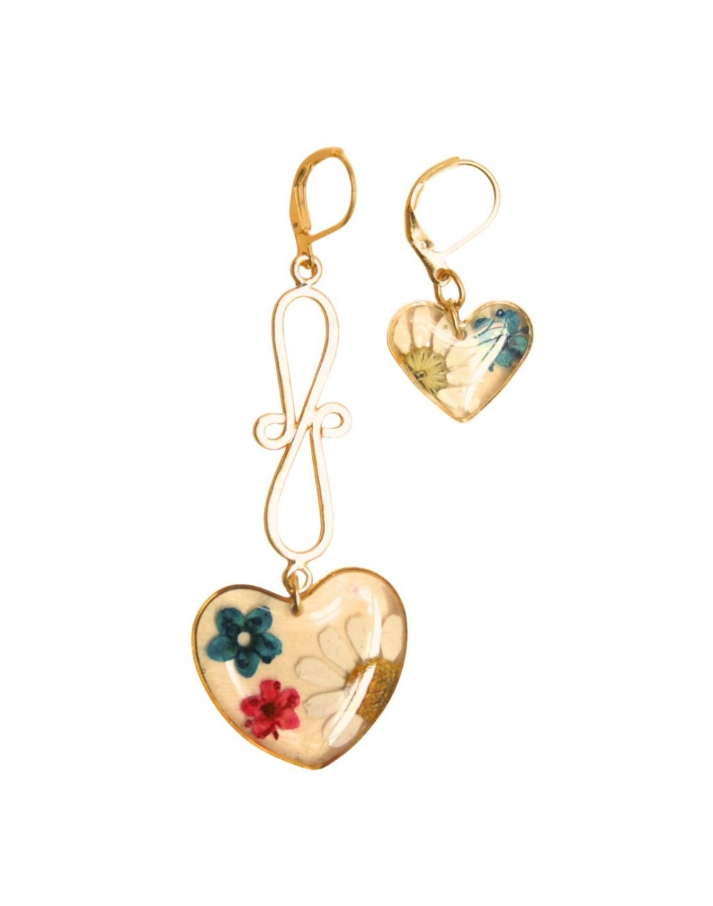 Aretes Solitarios Filigrana Corazón con arete gancho