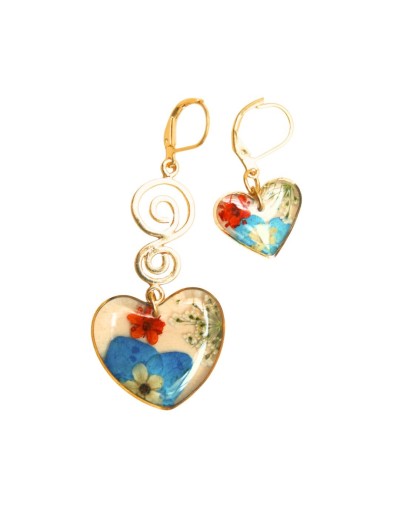 Aretes Solitarios Filigrana Corazón con arete gancho