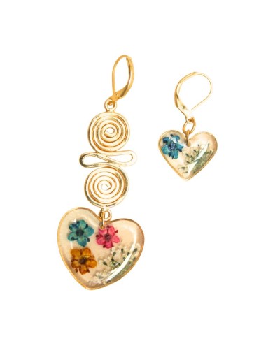 Aretes Solitarios Filigrana Corazón con arete gancho