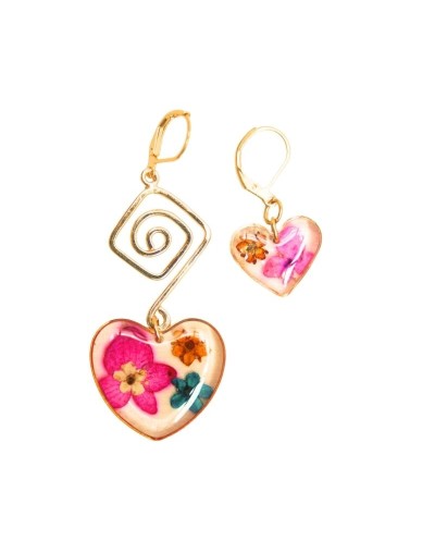 Aretes Solitarios Filigrana Corazón con arete gancho