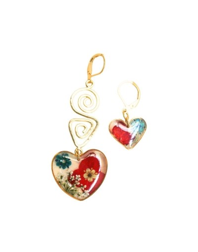 Aretes Solitarios Filigrana Corazón con arete gancho