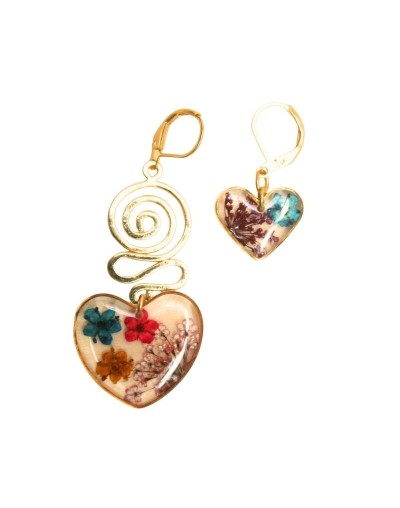 Aretes Solitarios Filigrana Corazón con arete gancho