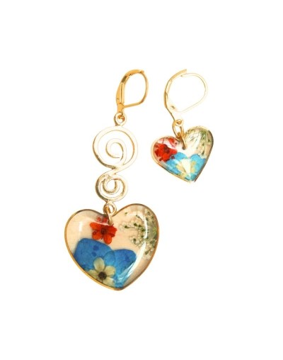 Aretes Solitarios Filigrana Corazón con arete gancho