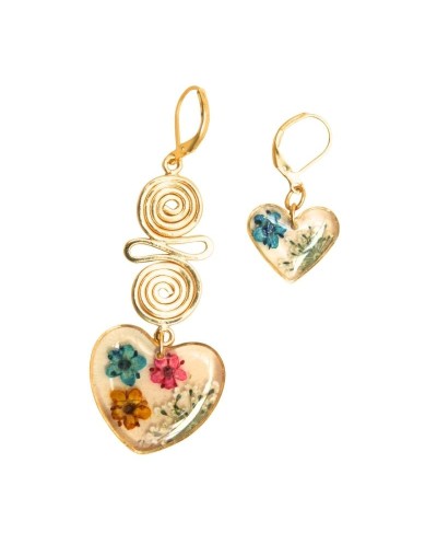 Aretes Solitarios Filigrana Corazón con arete gancho