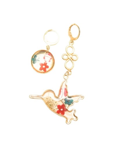 Aretes Solitarios Filigrana Colibri con arete gancho