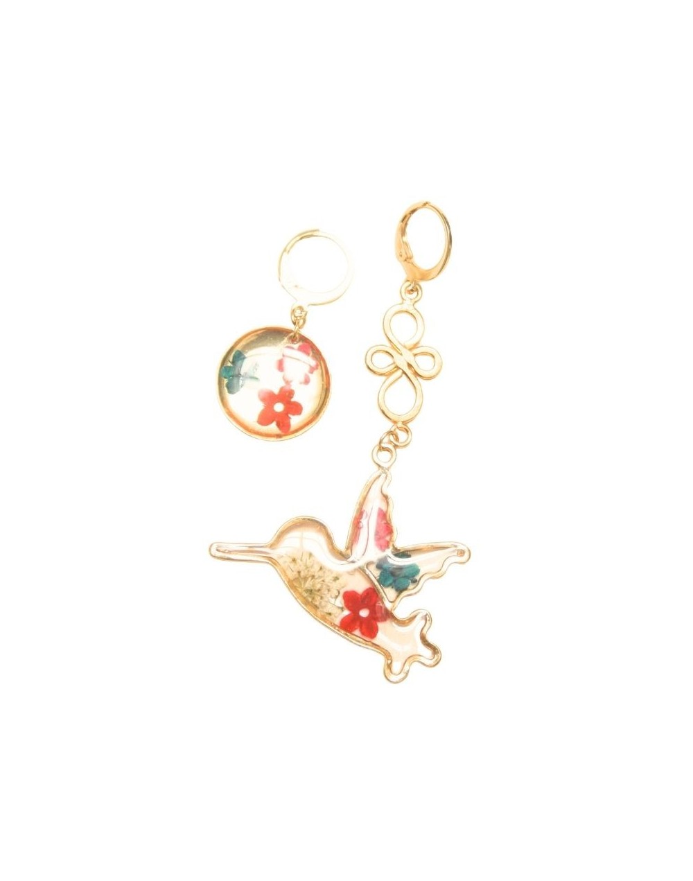 Aretes Solitarios Filigrana Colibri con arete gancho