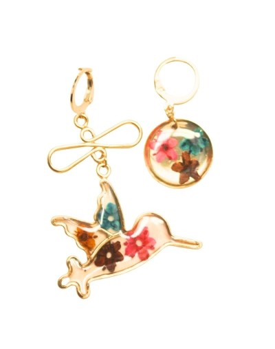 Aretes Solitarios Filigrana Colibri con arete gancho