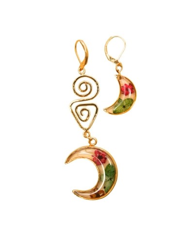 Aretes Solitarios Filigrana Luna con arete gancho
