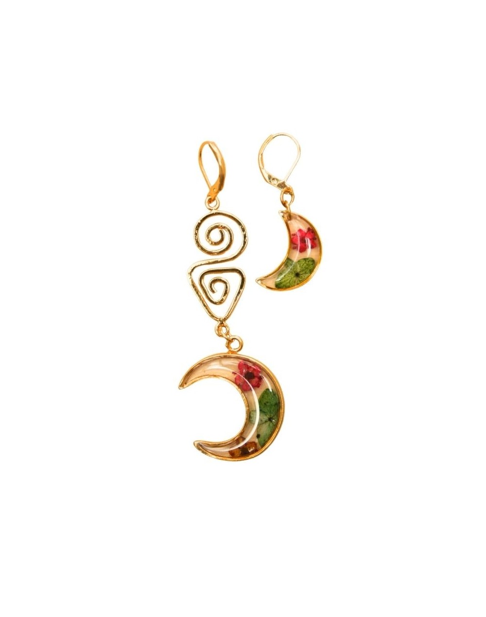 Aretes Solitarios Filigrana Luna con arete gancho