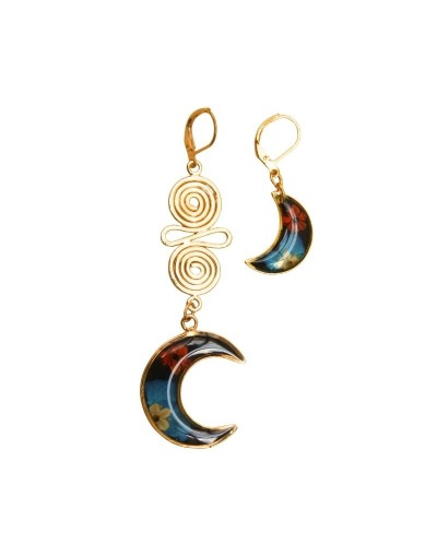 Aretes Solitarios Filigrana Luna con arete gancho
