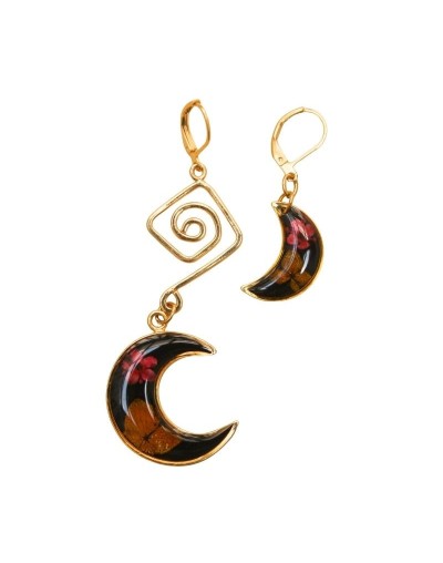 Aretes Solitarios Filigrana Luna con arete gancho