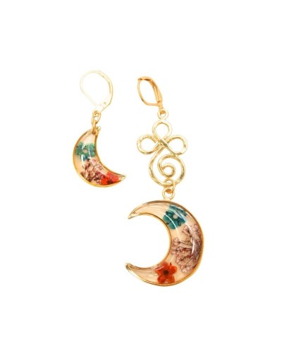 Aretes Solitarios Filigrana Luna con arete gancho