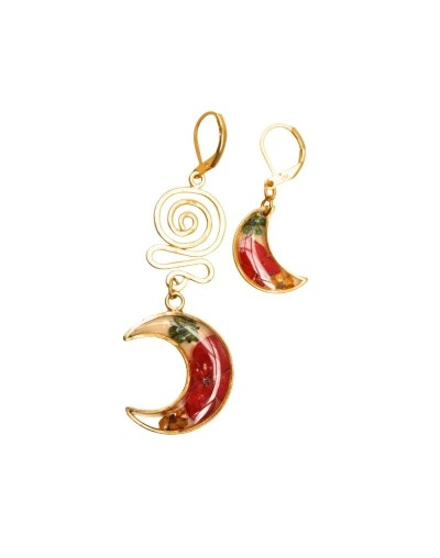 Aretes Solitarios Filigrana Luna con arete gancho