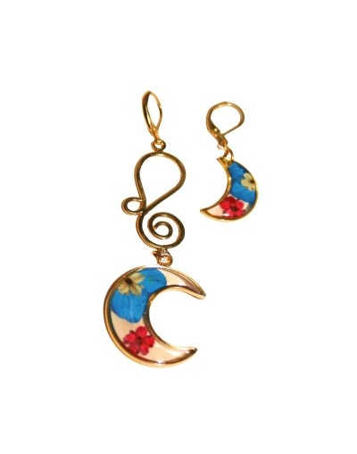 Aretes Solitarios Filigrana Luna con arete gancho
