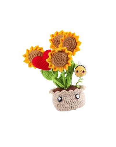 arreglo de girasol amigurumi tejido a mano