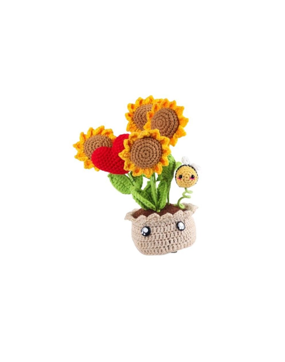 arreglo de girasol amigurumi tejido a mano