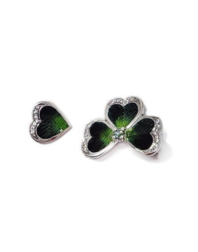 Dije Trébol Verde en Plata 925, Esmalte al Fuego y Moissanitas | Lebedeva Jewelry Art