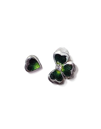 Aretes Trébol Cuatro Corazones en Plata 925 y Esmalte al Fuego | Lebedeva Jewelry Art