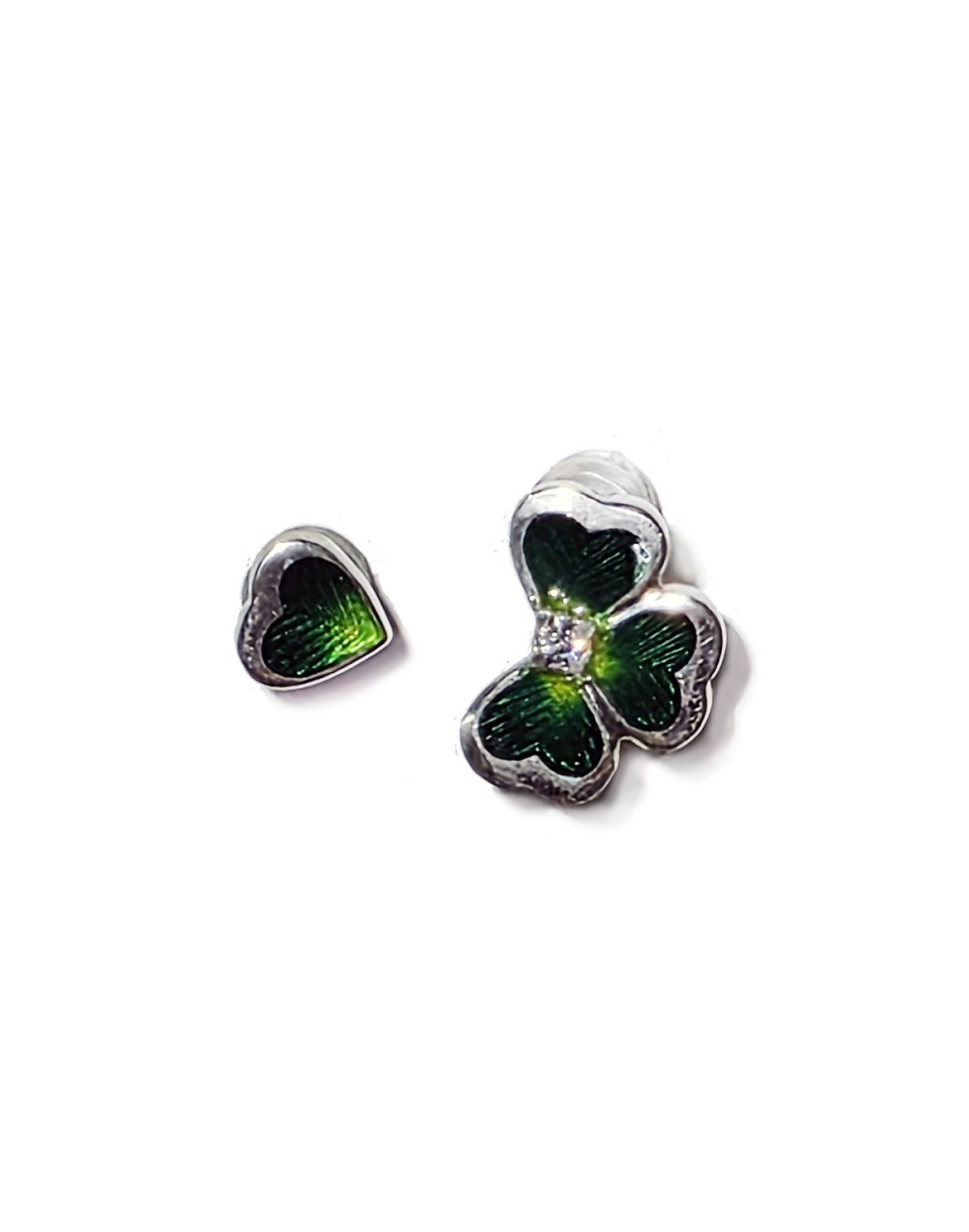 Aretes Trébol Cuatro Corazones en Plata 925 y Esmalte al Fuego | Lebedeva Jewelry Art