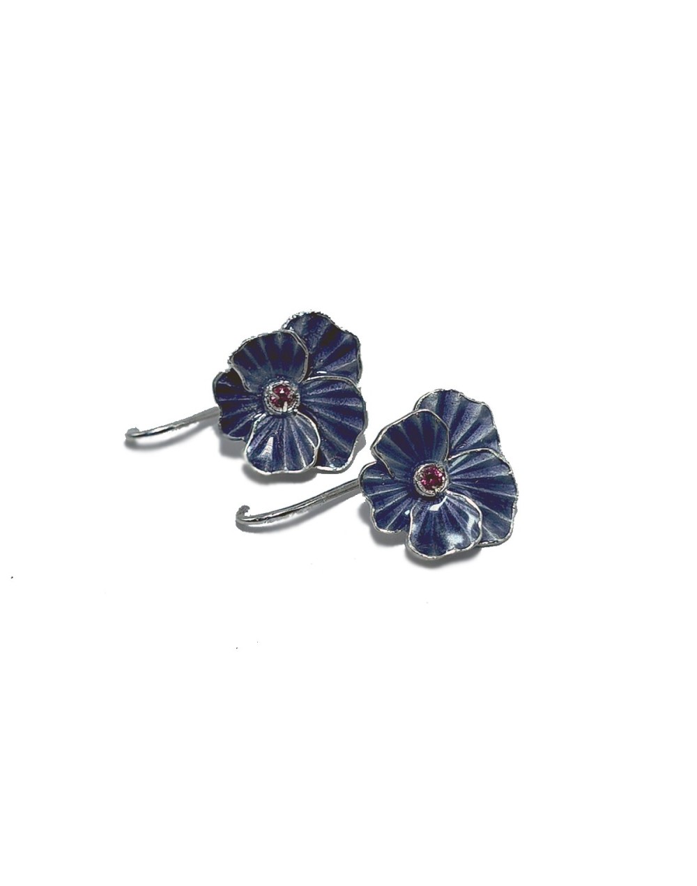 Aretes Pensamientos con Zafiros Naturales y Esmalte al Fuego | Lebedeva Jewelry Art