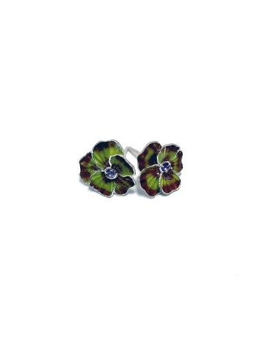 Anillo Pensamiento Silvestre con Amatistas y Esmalte al Fuego | Lebedeva Jewelry Art