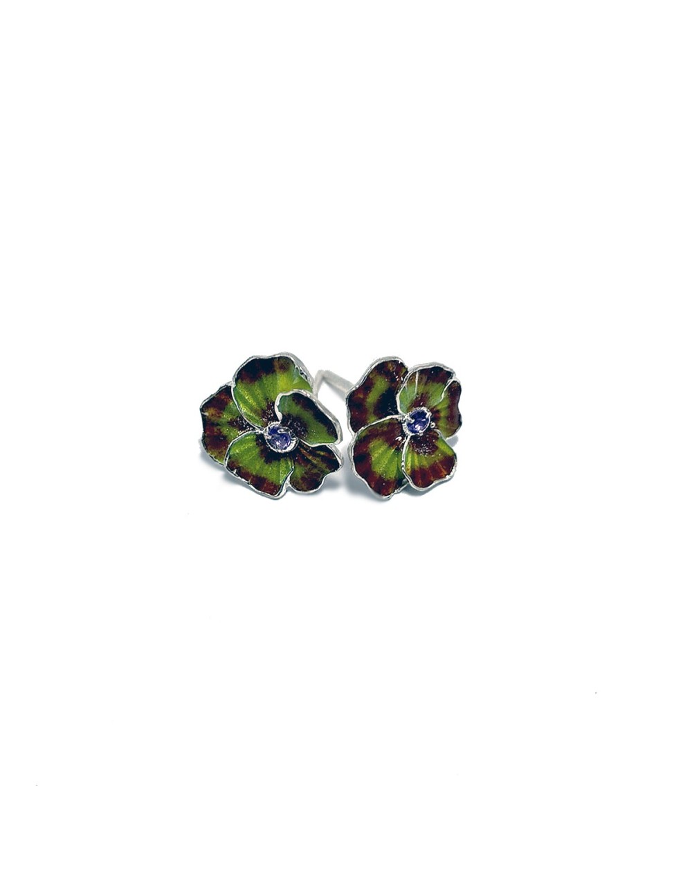 Anillo Pensamiento Silvestre con Amatistas y Esmalte al Fuego | Lebedeva Jewelry Art