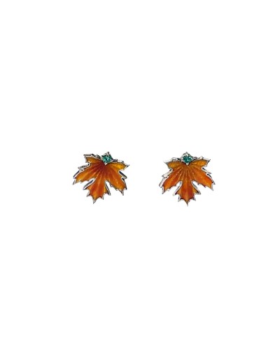 Aretes Otoño Dorado con Esmeraldas y Esmalte al Fuego | Lebedeva Jewelry Art
