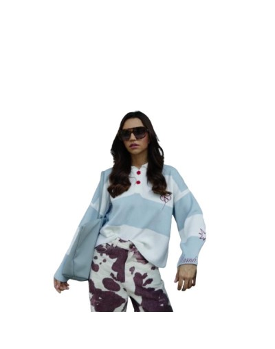 Polo trazos azul-blanco