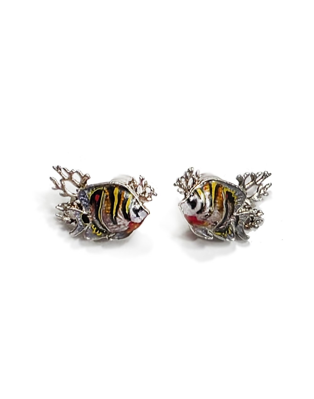 Aretes Jardín de Coral en Plata 925 con Esmalte al Fuego | Lebedeva Jewelry Art