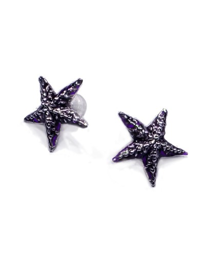 Aretes Estrella Violeta en Plata 925 con Esmalte al Fuego | Lebedeva Jewelry Art