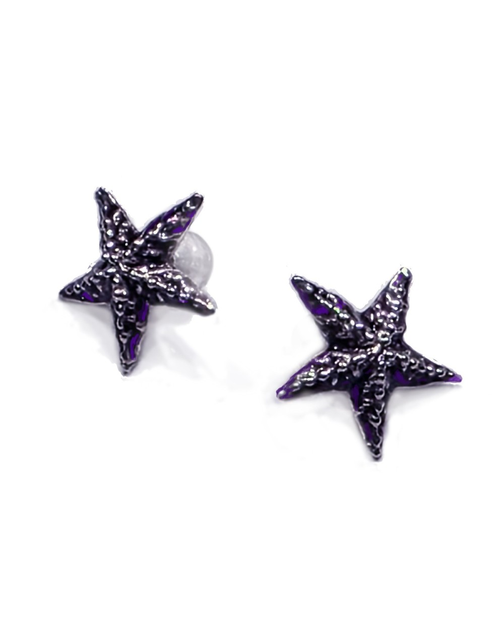 Aretes Estrella Violeta en Plata 925 con Esmalte al Fuego | Lebedeva Jewelry Art