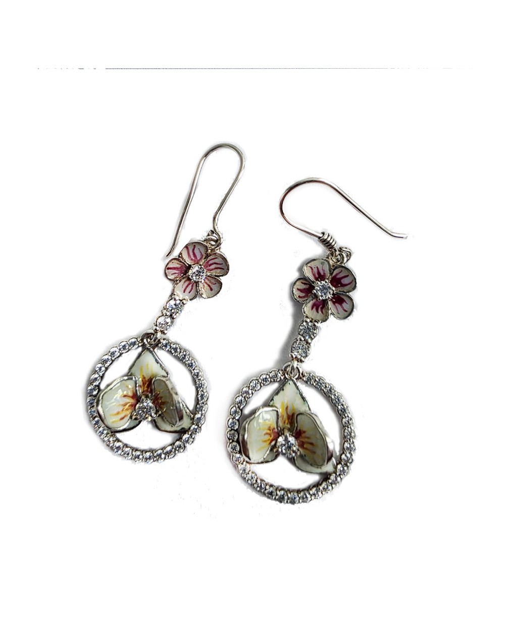 Aretes Jardín de Novia con Esmalte al Fuego y CZ | Lebedeva Jewelry Art