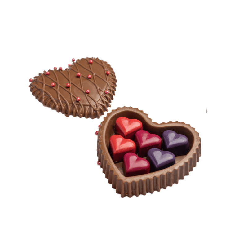 Cofre de chocolate en forma de corazón