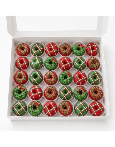 Caja de 30 Mini Donas Navideñas