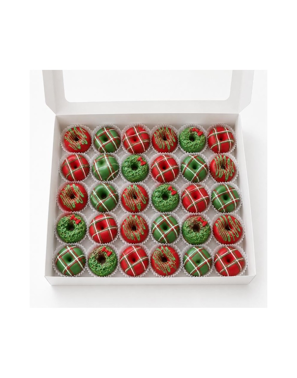 Caja de 30 Mini Donas Navideñas