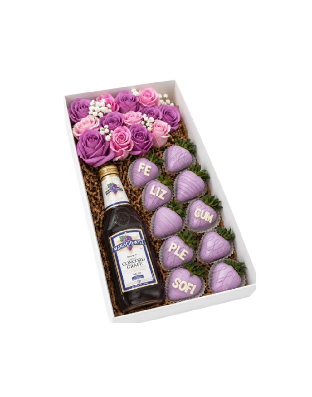 Caja Especial con 10 Fresas, Vino y Rosas Personalizadas