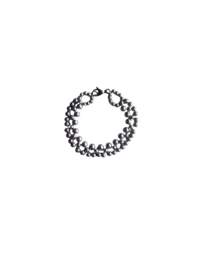 Pulsera Perlas Sintéticas Gris Claro 