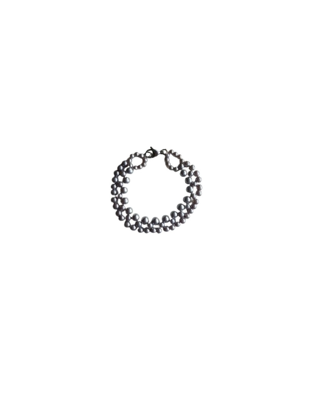 Pulsera Perlas Sintéticas Gris Claro 